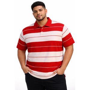 Men's XXL Red & White Striped Polo - New!